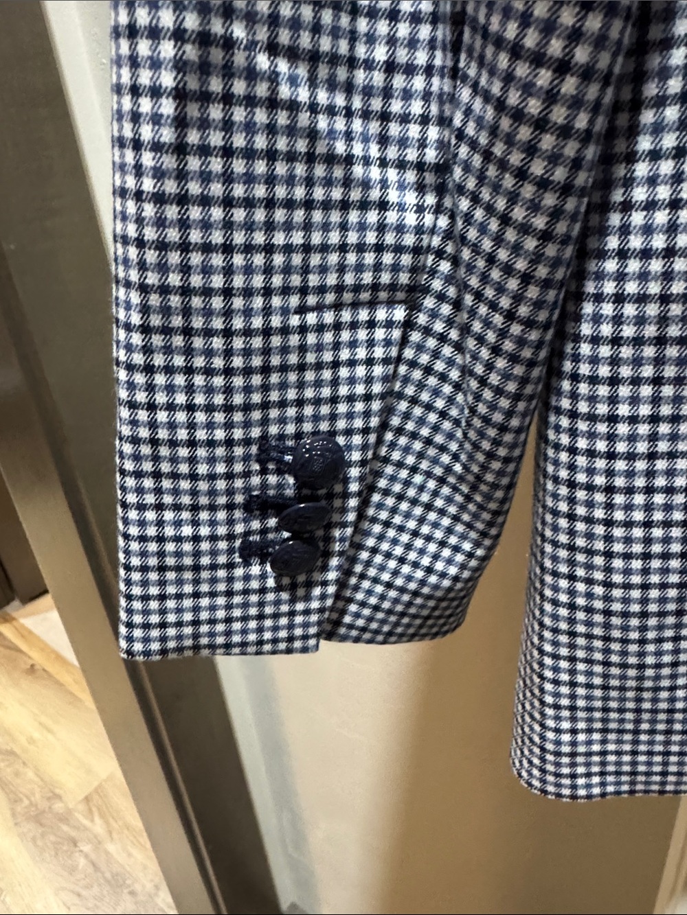 LOFT Navy and White Gingham Sport Coat - Picture 5 of 5